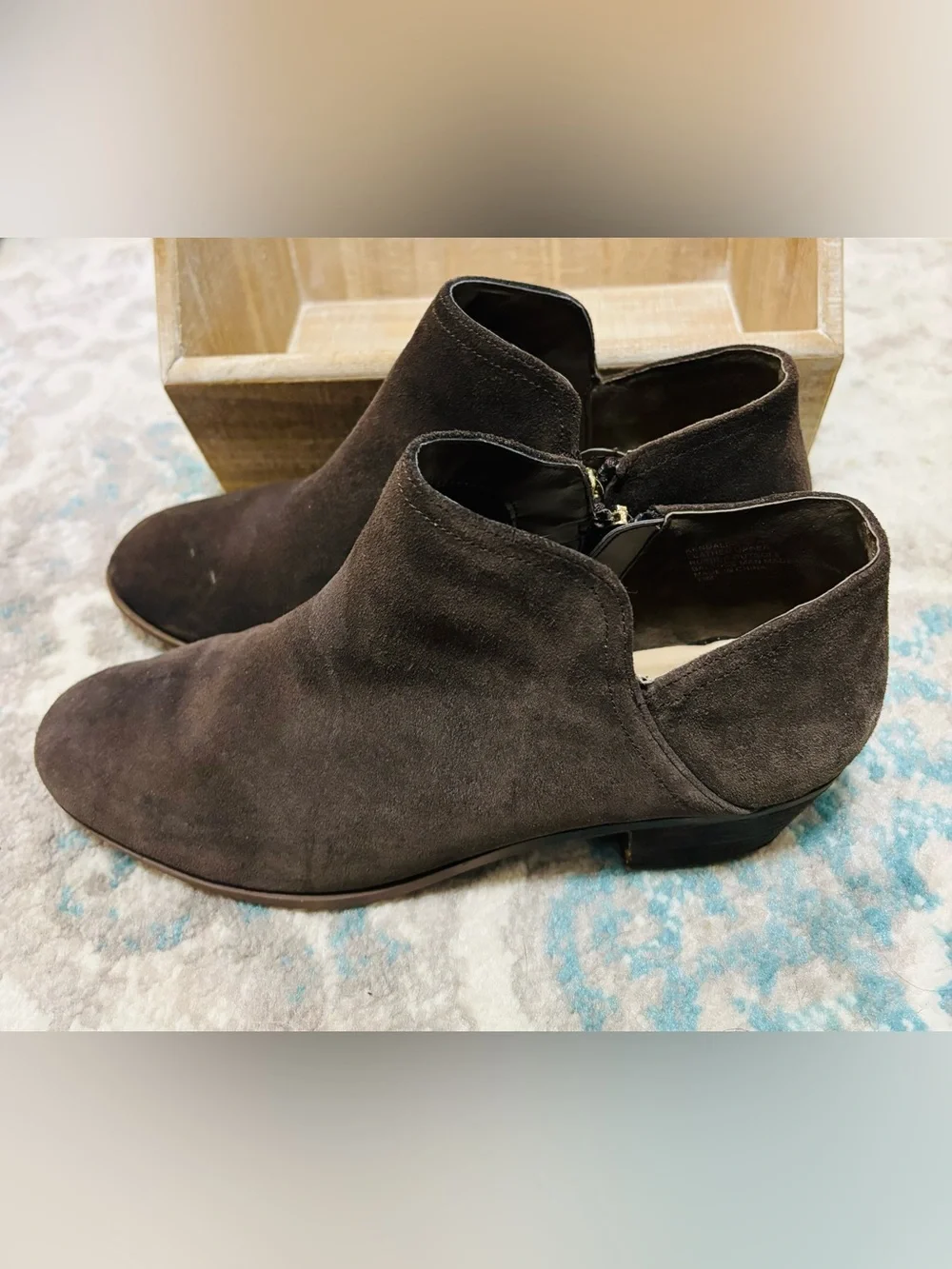 crown & ivy Dark Brown Suede Ankle Booties